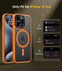 JUESHITUO iPhone 15 Pro Case, Orange, 6.1", Mil-Grade Shockproof, Translucent Matte, MagSafe & Camera Lens Protection.
