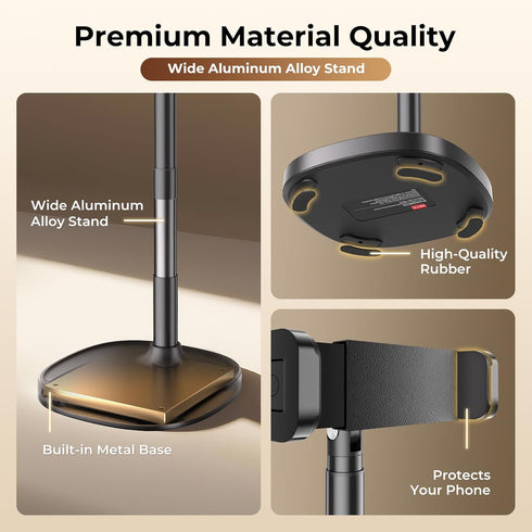GMETAL Desktop Phone Stand, Adjustable Height & Angle Holder, Compatible with iPhone, Samsung, Android Smartphones