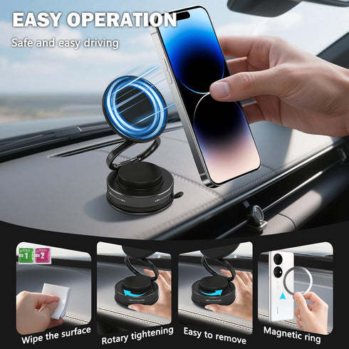 ZOOMKEY 360Adjustable 16/15/14/13/12/Android(Black) Vacuum Suction Bracket for Car Mount,Vacuum Magnetic Phone