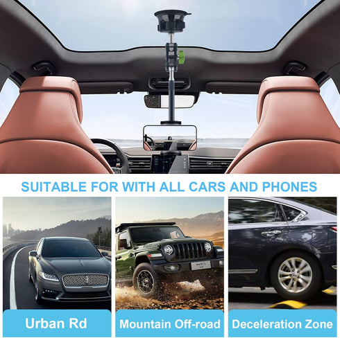 leepiya Car Phone Mount for Video Recording, Universal Magic Arm Suction Holder for All Smartphones & Cars