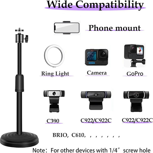 Urciwos 18 Inch C922 C930e C920S C920 C615 C960 C920x 4K N60, Webcam Stand, Web Cam Stand for Desk, Adjustable Webcam