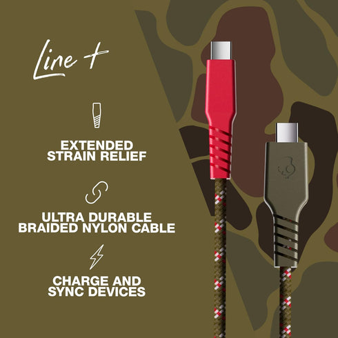 Skullcandy Line+ 60W Braided USB C Charger Cable, Fast Charging for iPad, Macbook Pro, Samsung Galaxy, 4ft