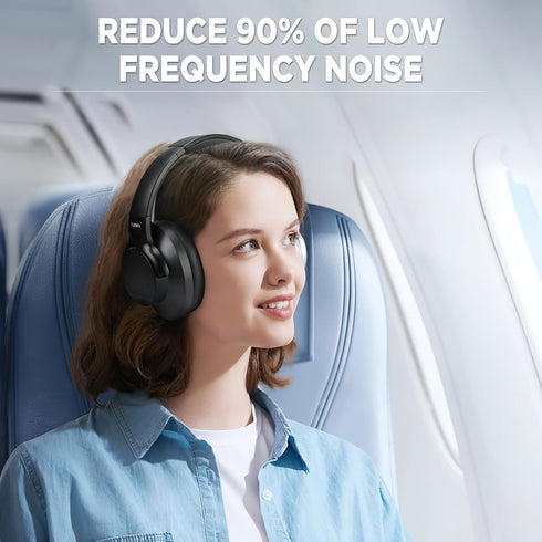 TUINYO Wireless Headphones, Noise Cancelling Over Ear Bluetooth Headphones with 60H Playtime, Black