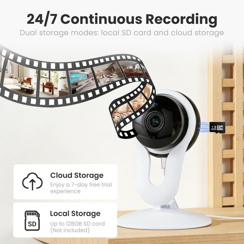 woomo 2K 2-Way Setup 2.4G Indoor Camera for Pet & Baby Monitoring, Clear View, Motion Alerts & Night Vision, Audio