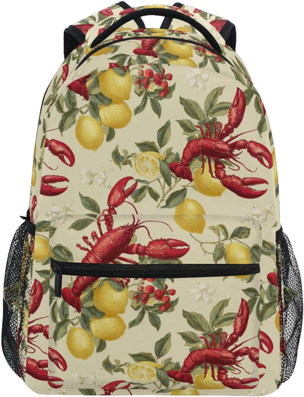 Krafig Lobsters Lemons Leaves Boys Girls Kids School Backpacks Bookbag, School Bag Travel