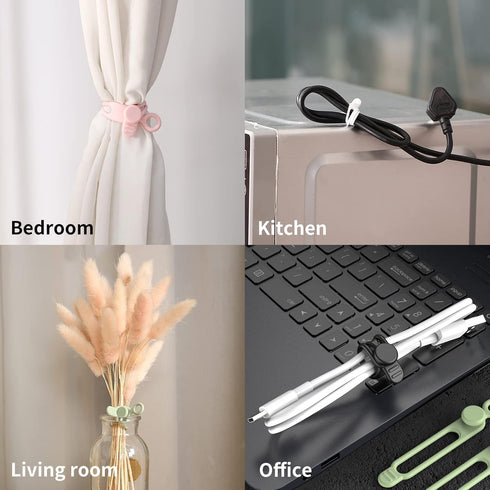 20pcs Reusable Silicone Cable Ties, Wire Management Organizer for Bundling Cords in Home, Office, Kitchen, School