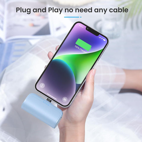 Mini Portable Charger Power Bank for iPhone, 5200mAh Ultra-Compact PD Fast Charging Battery Pack, Compatible with iPhone