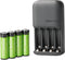 Amazon Basics 4-Bay Battery Charger for AA & AAA Rechargeable Batteries with Pre-Charged AA