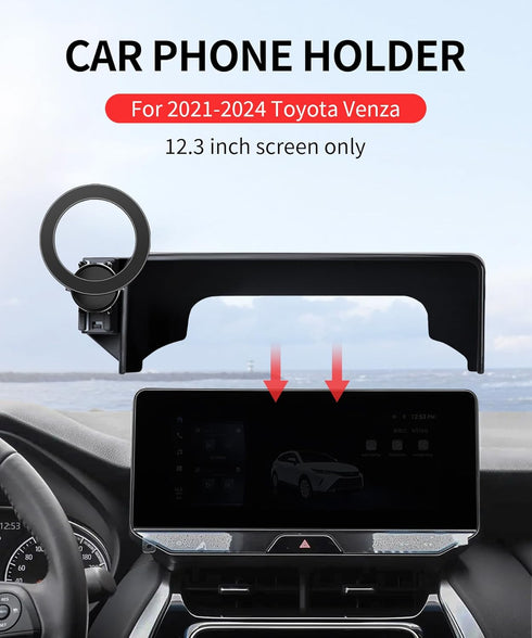 MaserWeller 2021-2024 12.3-Inch 360 Car Phone Holder for Toyota Venza Accessories, Screen Fixed Clip, Rotation Phone