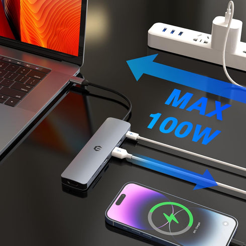 Tiergrade 7-in-1 100W 3 3.0, USB C Hub Multiport Adapter, USB C Docking Station with HDMI, PD Charging Port, USB SD/TF