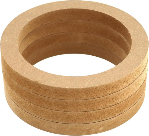 QWORK Wooden Speaker Spacer Rings, 4 Pcs 6.5" Car MDF Speaker Ring for 6.5 Inch Speakers