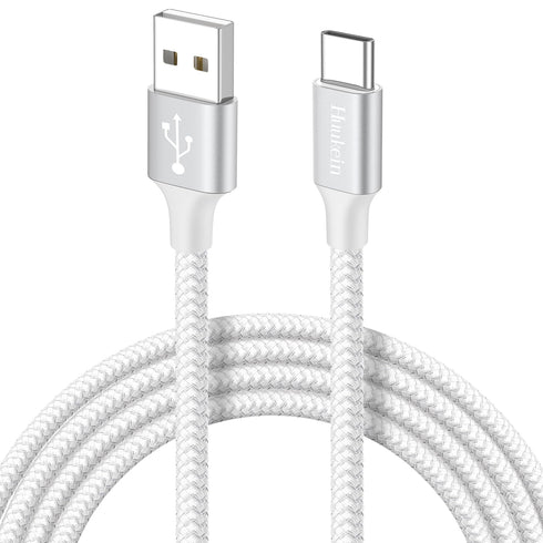 White USB C Cable 6ft, Fast Charging Cord USB A to USB C for Samsung Galaxy S24 S23 S22 S21 S20 S10 A14 A15 A25 A54,