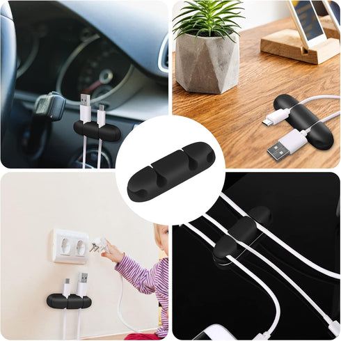 Cable Clips 3PCS Cord Wire Organizer, 4 Hole Silicone Cable Harness for Office and Home Desk.