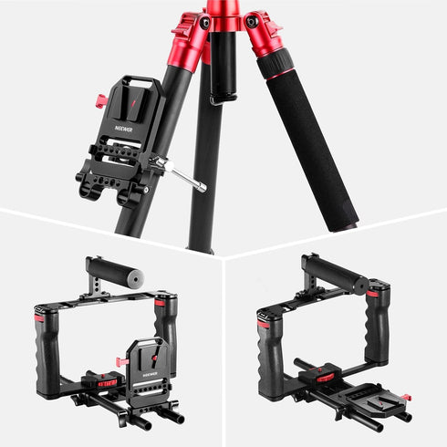 NEEWER V Mount Battery Plate, Dual 15mm Rod Clamps, Metal V Lock Battery Mounting Plate for Camera Rig Cage