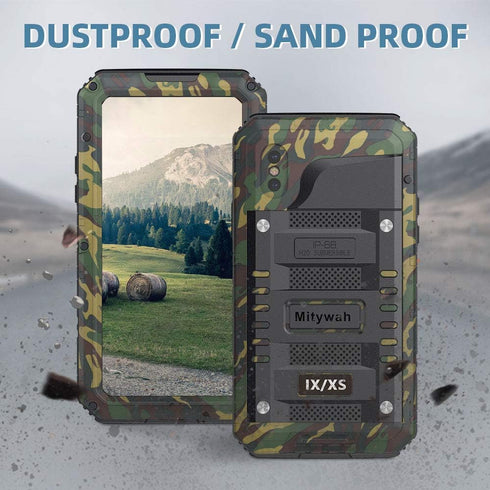 Mitywah Shockproof Case for iPhone X/XS, Waterproof Full Body Protective Cover with Impact Resistant Aluminium Alloy,