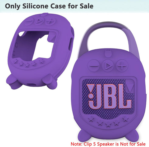 Silicone Cover Case Compatible with JBL CLIP 5 Ultra Portable Bluetooth Speaker, Soft Skin Sleeve for JBL CLIP 5 Speaker Accessories(Only Case) (Purple)