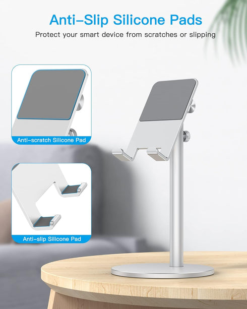 OMOTON Adjustable Phone Stand, Aluminum Desktop Dock for iPhone 13 and All Smartphones