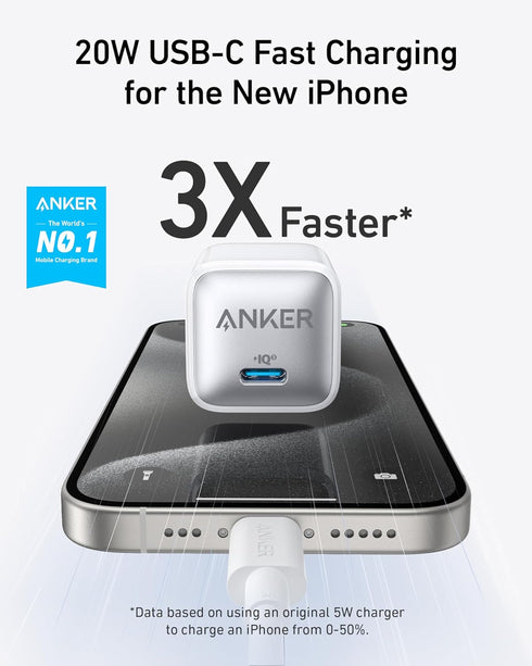 Anker Nano Charger, 2-Pack 20W Compact Fast Charger with PowerIQ Technology for iPhone and More