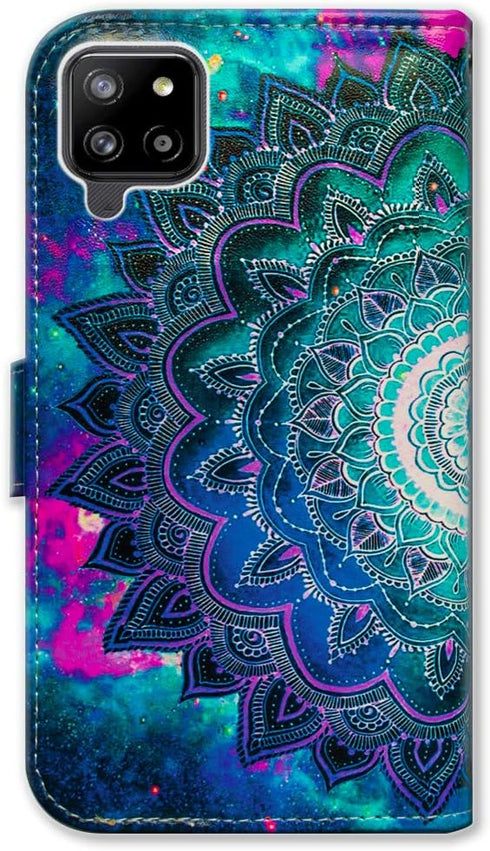 Case for Samsung Galaxy A42 5G, Mandala Flower Space Leather Flip Phone Wallet Cover with Card Slot Holder