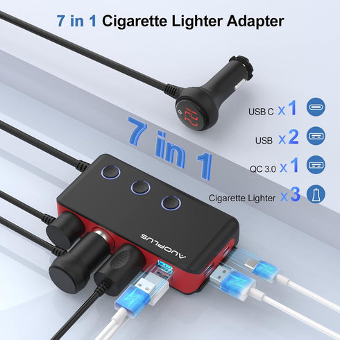 Car Cigarette Lighter Adapter, 30W USB C Charger with Quick Charge 3.0, Fast USB Charger for iPhone 14/13/12 Pro
