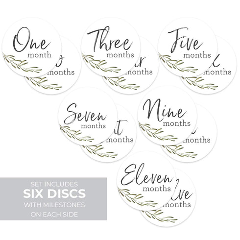 Baby Milestone Signs, Greenery Monthly Milestones, Botanical Infant Photo Prop