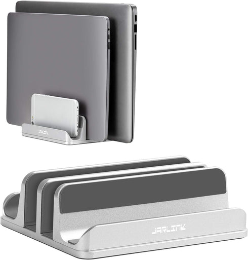 JARLINK 4-in-1 Adjustable Vertical Laptop Stand Holder, Aluminum Dual Slots Organizer for MacBook and Gaming Laptops