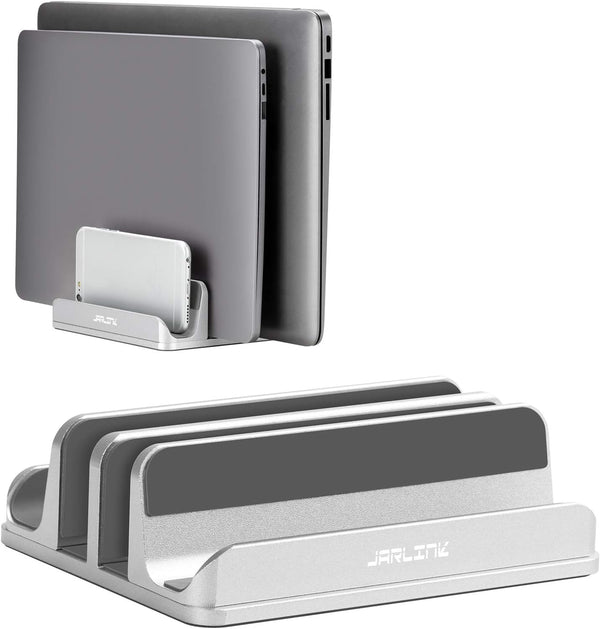 JARLINK 4-in-1 Adjustable Vertical Laptop Stand Holder, Aluminum Dual Slots Organizer for MacBook and Gaming Laptops