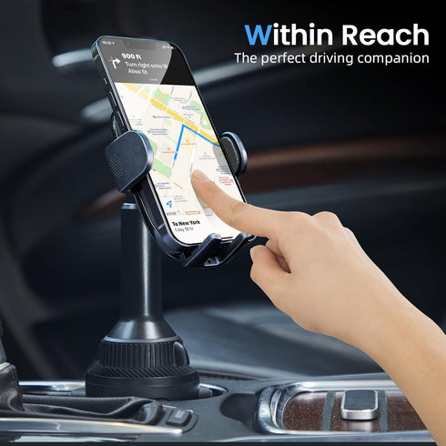 Cup Holder Phone Mount with Wireless Car Charger 15W Qi Fast Charging, Adjustable Cupholder Phone Holder for iPhone