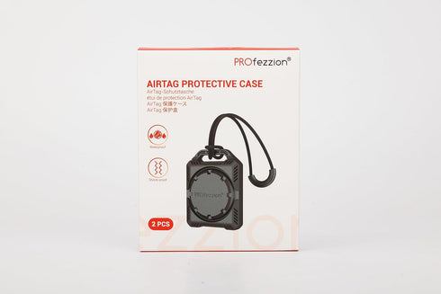 PROfezzion 2-Pack AirTag Holder Case with Key Ring, Loop Strap & 3M Adhesive Mount, IPX8 Waterproof for Keychain