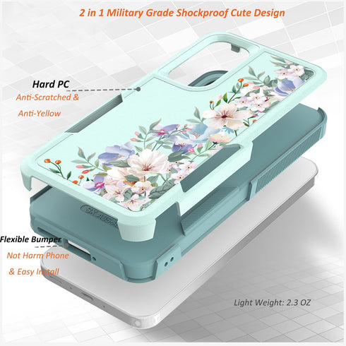 Cute Flowers Design Case for Samsung Galaxy A35/A55 5G, Slim Soft TPU Bumper Shockproof Silicone Cover