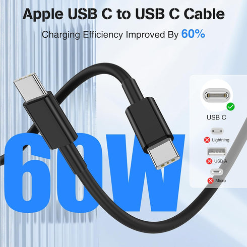 Car Charger for iPhone 15, 40W Dual USB C Cigarette Lighter with 2 Pack 6FT USB C to USB C Cable Fast Charging for