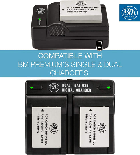 BM Premium NB-10L Battery for Canon PowerShot G15, G16, G1 X, G3-X, SX40 HS, SX50 HS, SX60 HS