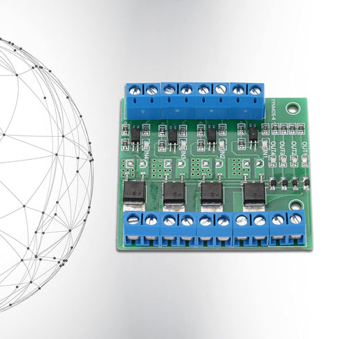 PWM 4-Channel PLC Amplifier Circuit Board, MOS FET Module Driver 3-20V to 3.7-27VDC 10A