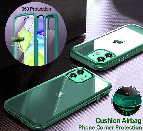 UBUNU iPhone 11 Case with Screen Protector, 360 Full Body Protection Dual Layer Clear Cover for Men Women 6.1 inch -