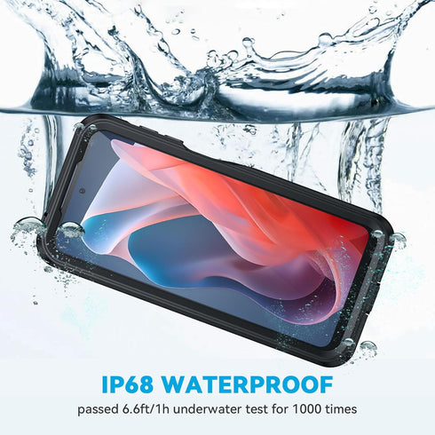 Lanhiem Moto G Play 5G 2024 Case, IP68 Waterproof Dustproof with Built-in Screen Protector, Black