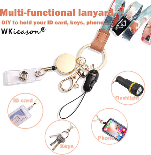 WK IEASON Lanyard Neck Strap Keychain, ID Holder, Keyring, Keys Badge Holder, Phone Camera Strap Holder, Pen Holders