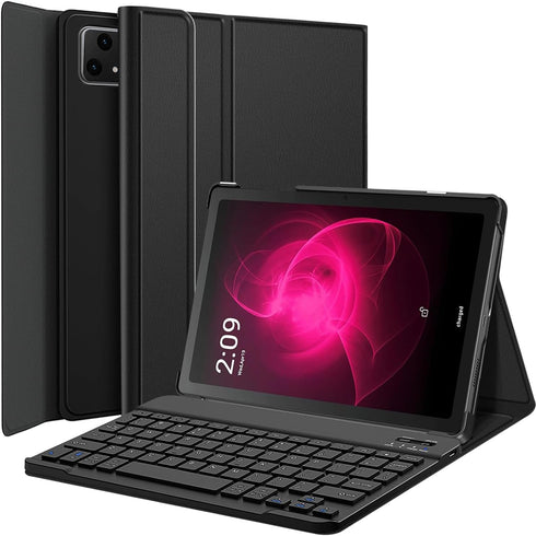 Keyboard Case for T-Mobile Revvl Tab 5G 10.36 Inch Tablet 2023, Slim PU Stand Cover with Bluetooth Keyboard