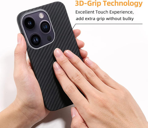 Aramid Fiber Case for iPhone 15 Pro Max - Carbon Fiber Texture, Compatible with MagSafe, Super Slim Light Protective
