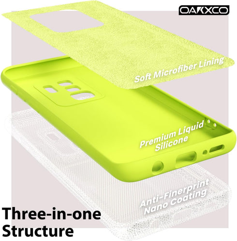 oakxco Samsung Galaxy S9 Plus Phone Case, Liquid Silicone, Cute Thin Slim Soft Rubber TPU Cover for Women - Lime Neon