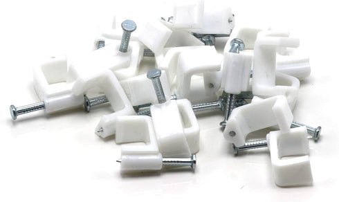 THE CIMPLE CO Dual, Twin, or Siamese Coaxial Cable Clips, Cat6, Electrical Wire Clip, 1/2 in Nail Clip, White (100
