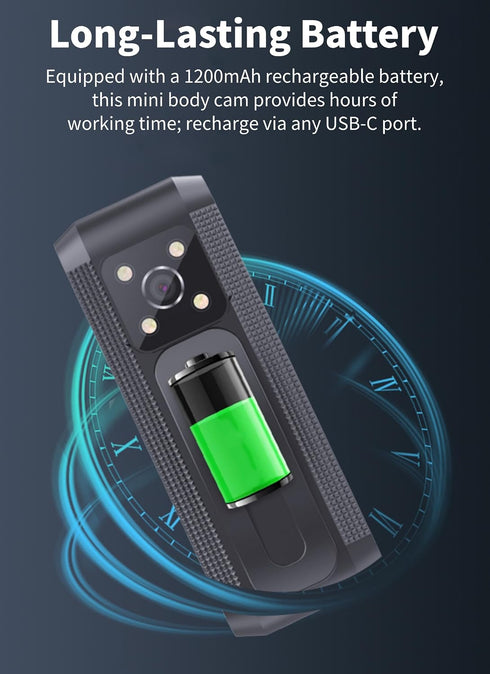 Diyeeni 1080P Body Camera with Audio and Video Recording, HD Body Cam with Auto Night Vision, Motion Detection