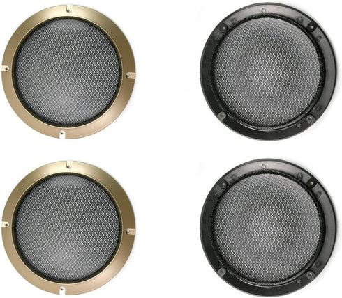 Fielect 6.5 Inch Gold Speaker Grill Cover, Decorative Circle Mesh Subwoofer Guard Protector for Audio Accessories