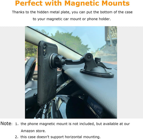 molzar MAG Series Case for iPhone Xs and iPhone X - Built-in Metal Plate for Magnetic Mount, Qi-Certified Chargers,