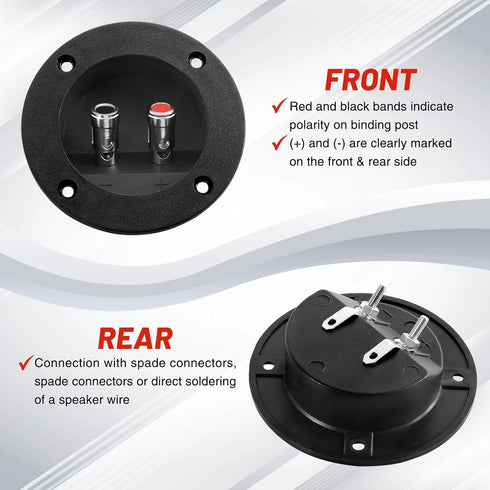 4PCS 3.5" Speaker Box Terminal Cup, Spring Round Subwoofer Box Terminal Binding Post Connector for DIY Speaker