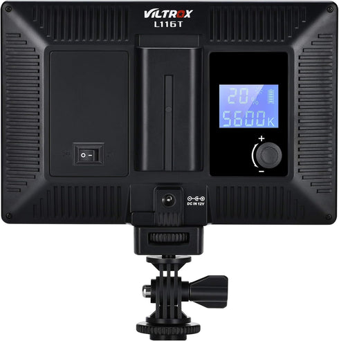 VILTROX L116T LED Photography Light Kit, 3300K-5600K, Super Thin On Camera Key Light Panel with NP-F550 Battery for