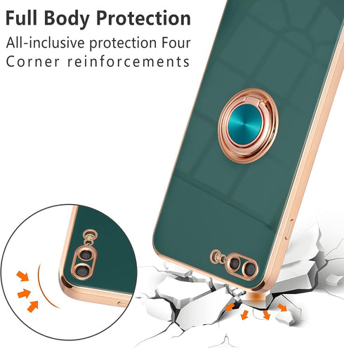 EYZUTAK Electroplated Magnetic Ring Holder Case, 360 Degree Rotation Metal Finger Ring Holder for iPhone 7 Plus 8 Plus