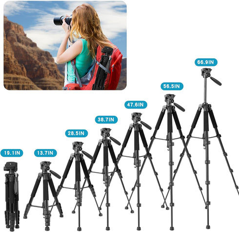 ZOMEi Camera Tripod, 67'' /170cm Tall Minimalist Tripod Compatible with All Cameras, Projectors, Webcams
