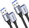 UGREEN 2 Pack USB Extension Cable, 15 FT+ 15 FT USB 3.0 Extender Nylon Braided for Webcam, Camera, Phone and More