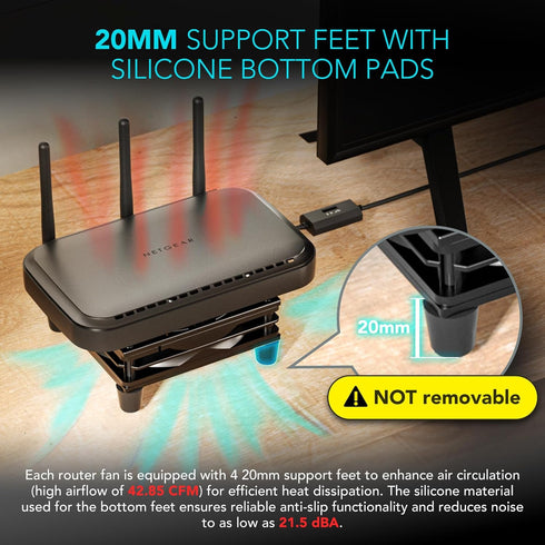 USB Router Fan with 1000mm Extension Cable, 3-Speed Adjustable Controller, 120mm x 25mm Cooling Case Fan