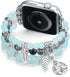 MOFREE Beaded Bracelet for Apple Watch Band 38mm 40mm 41mm, Handmade Crystal Beads Elastic Strap